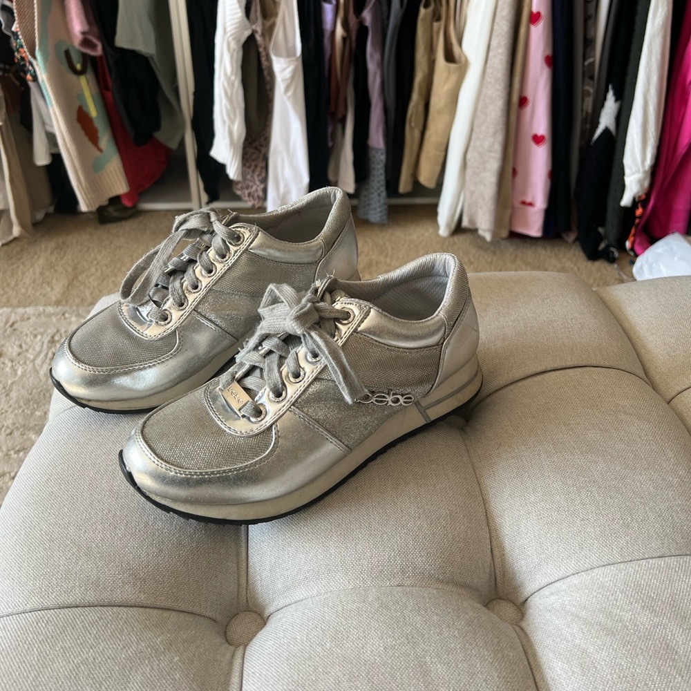 Bebe Metallic Silver Women's Sneakers